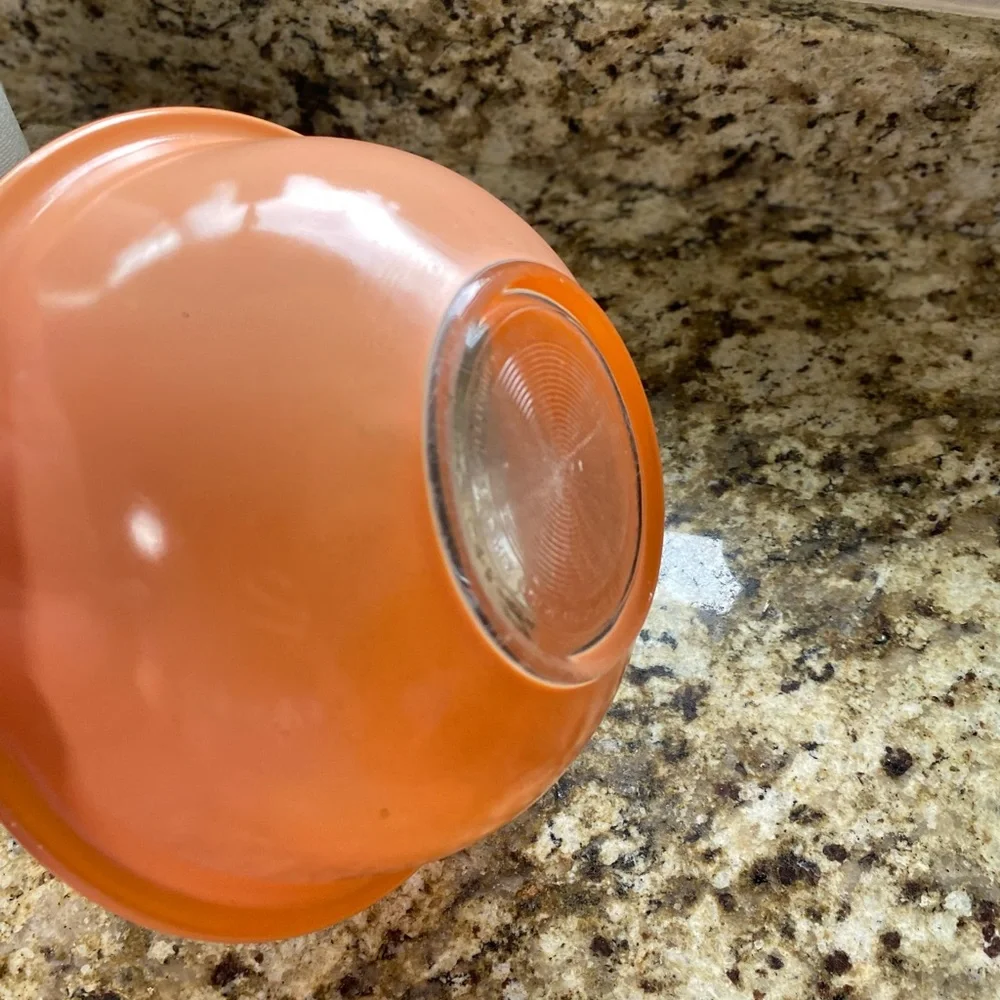 VINTAGE PYREX Round Mixing Bowl #323 Peach with Clear Bottom 1.5L Vintage Retro - Picture 13 of 14